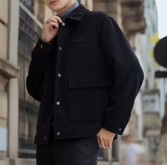 Men's Casual Short Style Striped Jacket