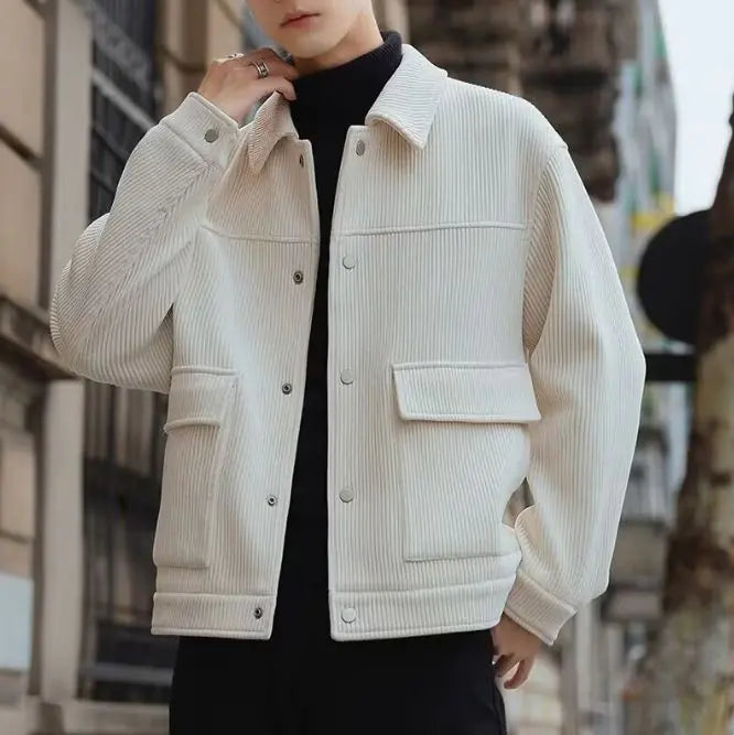 Men's Casual Short Style Striped Jacket