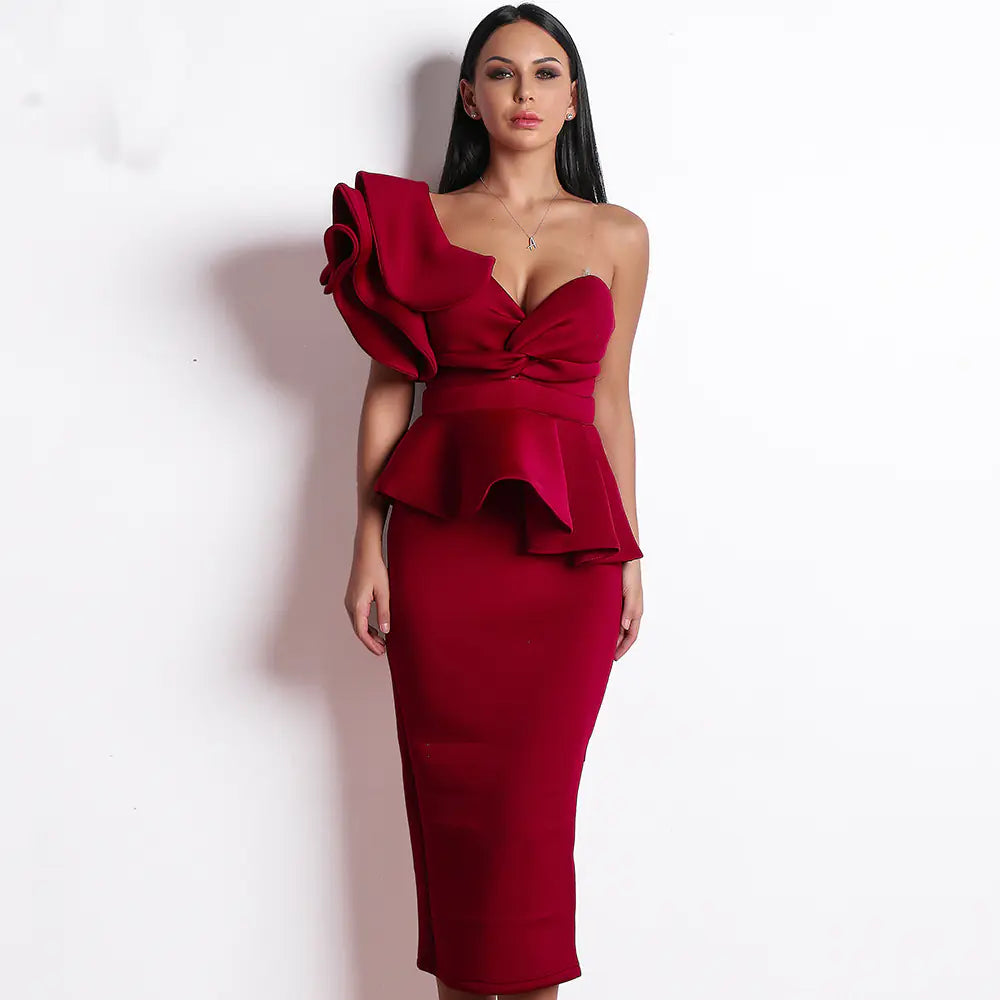 Elegant off-shoulder puffy evening dress for women